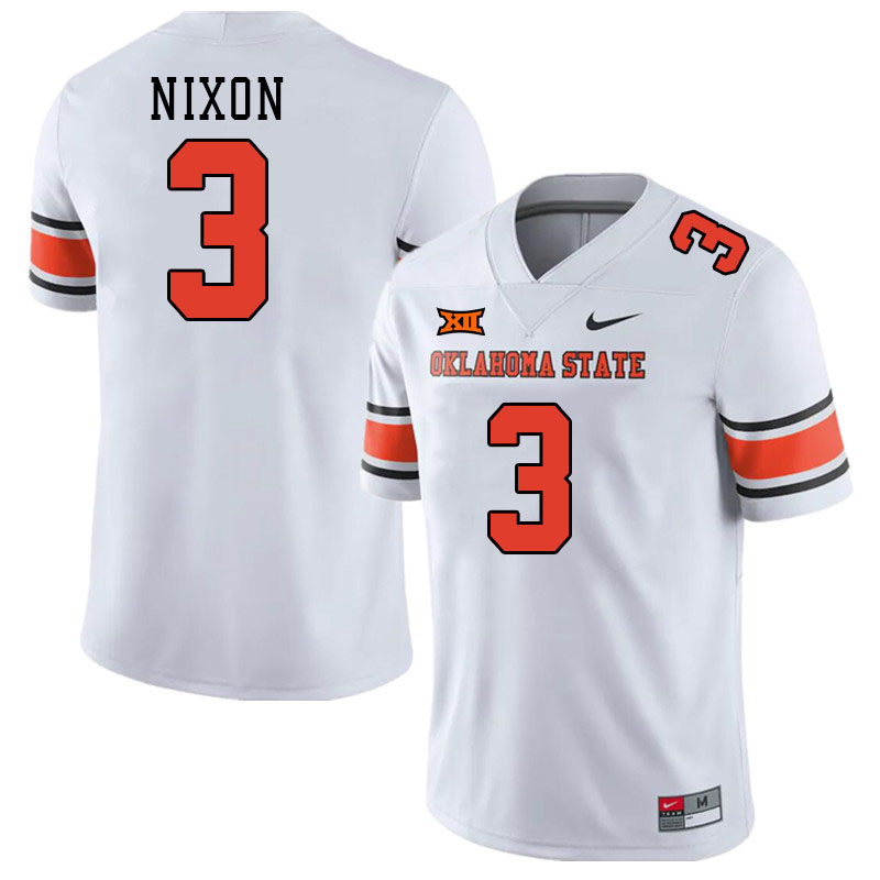 Men #3 Jaden Nixon Oklahoma State Cowboys College Football Jerseys Stitched-White